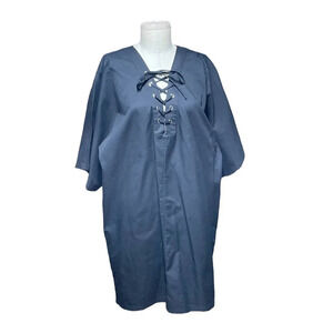 & Other Stories Dress Tunic Short Sleeve Lace-Up Neckline Black Size‎ US 10